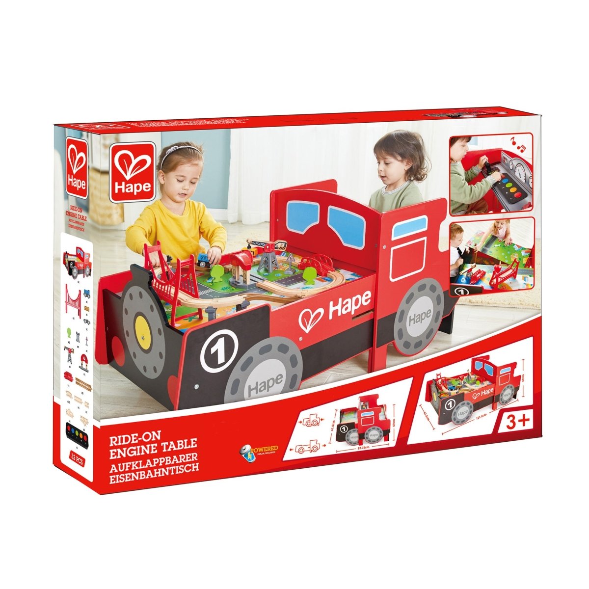 Hape Ride - On Engine Wooden Railway Set Play Table 32pcs - Premium for Kids in Qatar | Toysaro.com