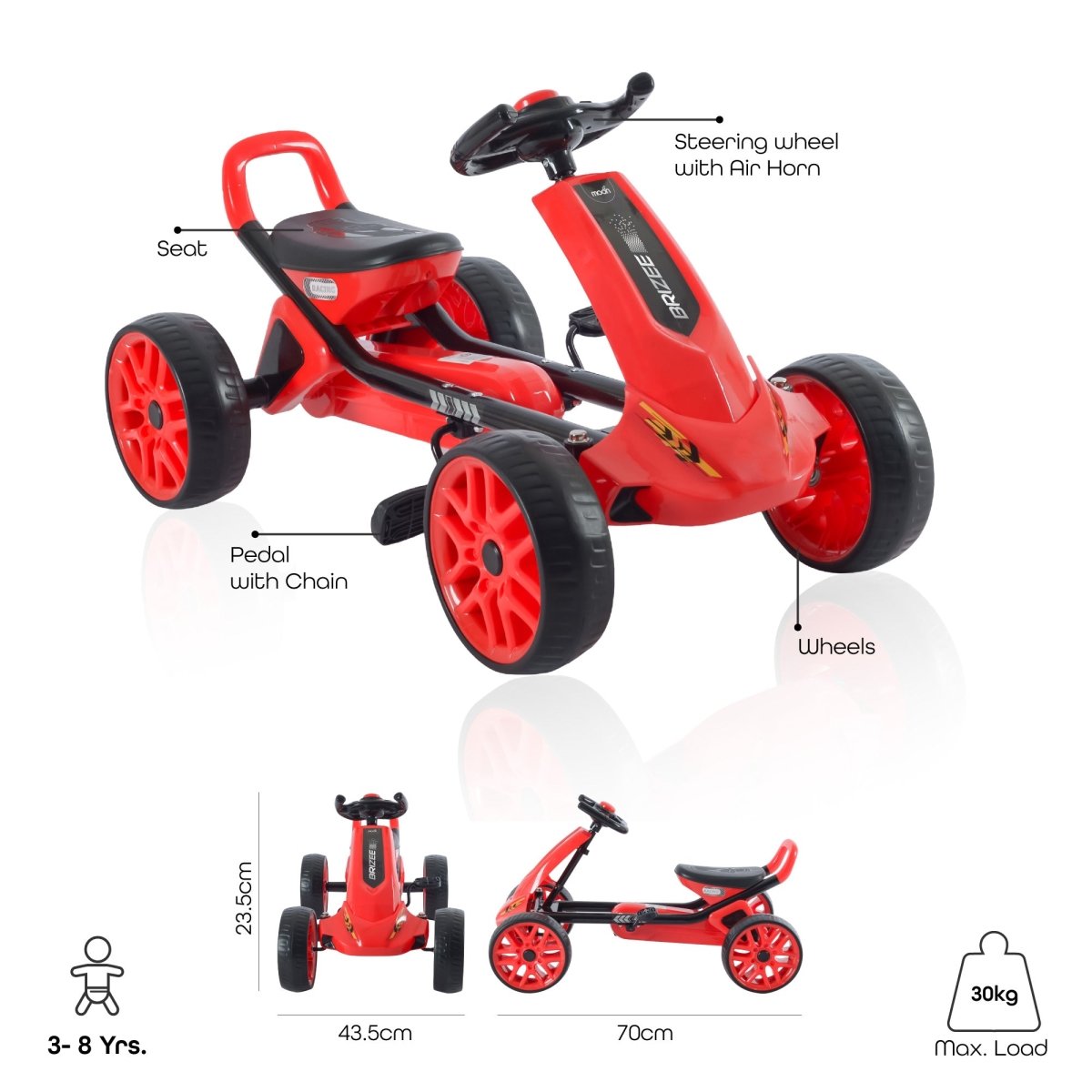 MOON BRIZEE BABY GO KART - RED - Premium for Kids in Qatar | Toysaro.com