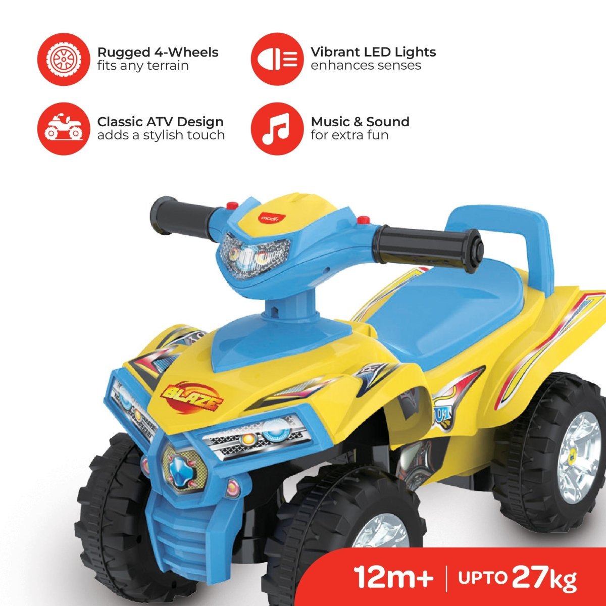 MOON BLAZE QUAD BIKE - YELLOW - Premium for Kids in Qatar | Toysaro.com