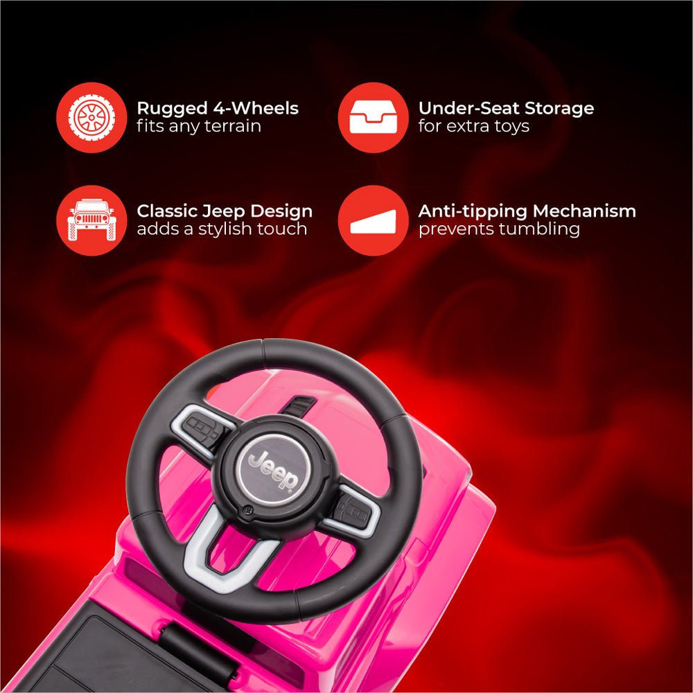 Moon pink ride-on jeep for kids 18–36 months – anti-tipping feature, safe and fun ride-on toy for boys and girls