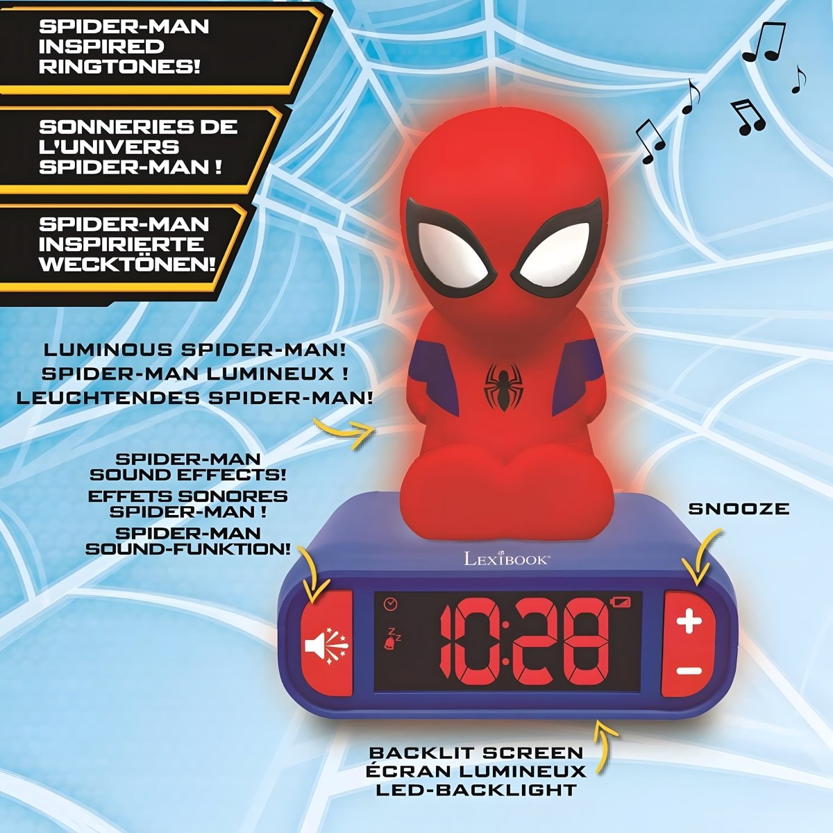 SPIDERMAN ALARM CLOCK WITH NIGHT LIGHT 3D DESIGN - Premium for Kids in Qatar | Toysaro.com