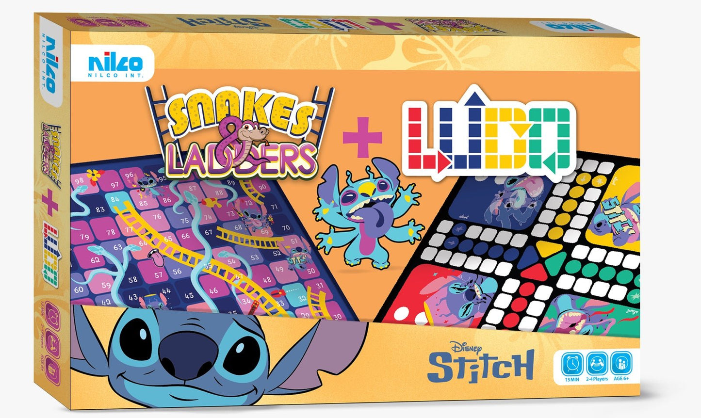 Disney Snakes and Ladders LUDO 2In1 Stitch - Premium for Kids in Qatar | Toysaro.com