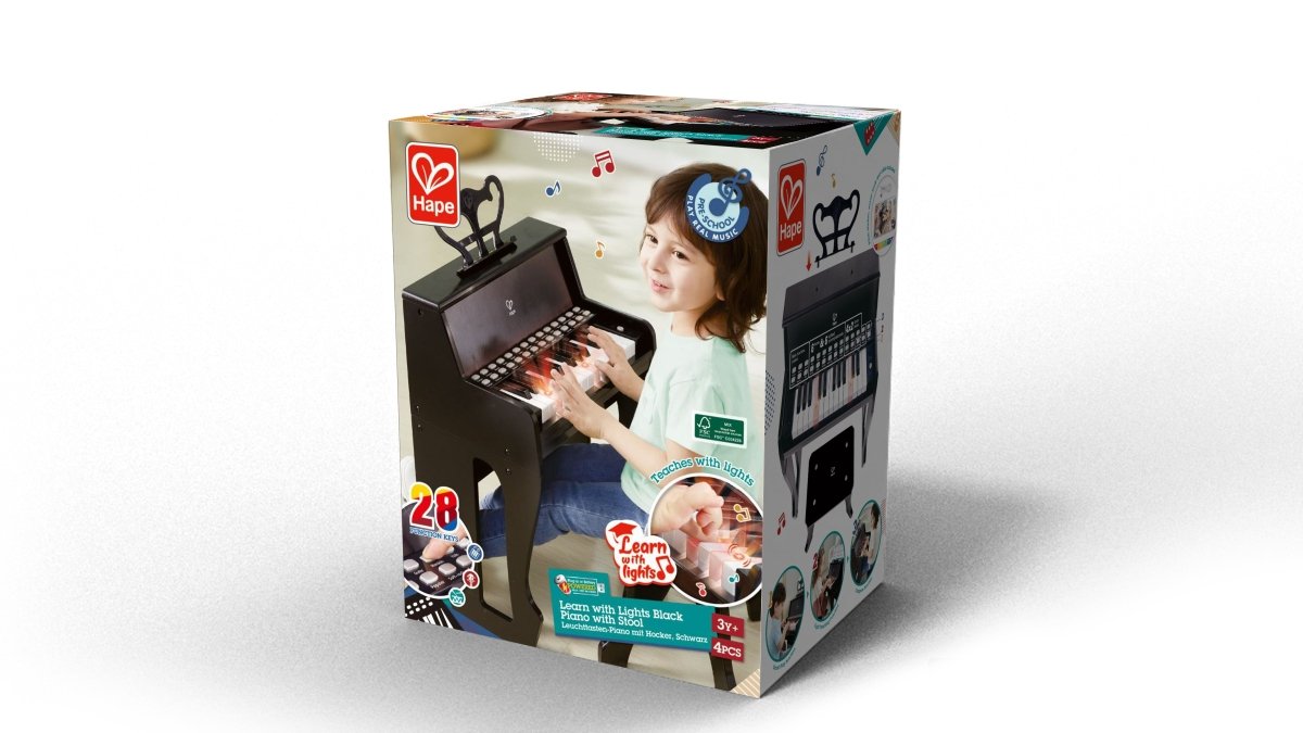 Learn with Lights Black Piano with Stool - Premium for Kids in Qatar | Toysaro.com