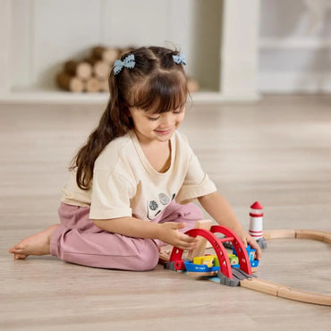 Hape Sea & Rail Cargo Transport Train and Railway Set 38pcs - Premium for Kids in Qatar | Toysaro.com