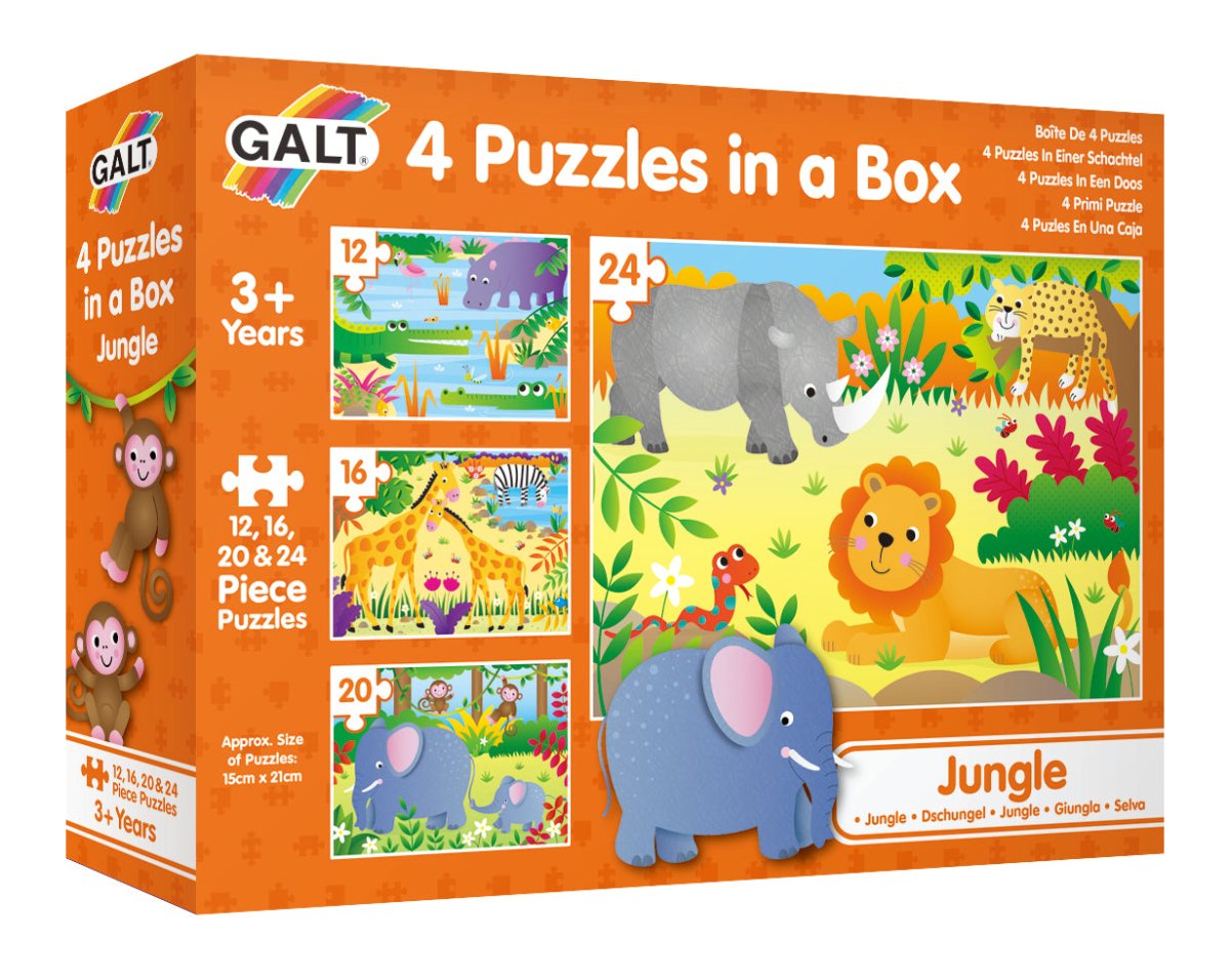 GALT 4 PUZZLES IN A BOX - JUNGLE - Premium for Kids in Qatar | Toysaro.com