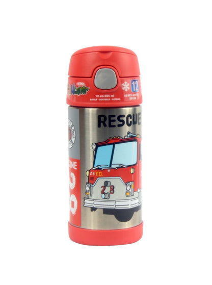 THERMOS - FUNTAINER STAINLESS STEEL HYDRATION/WATER BOTTLE - RESCUE TRUCK - 355 ML - Premium for Kids in Qatar | Toysaro.com