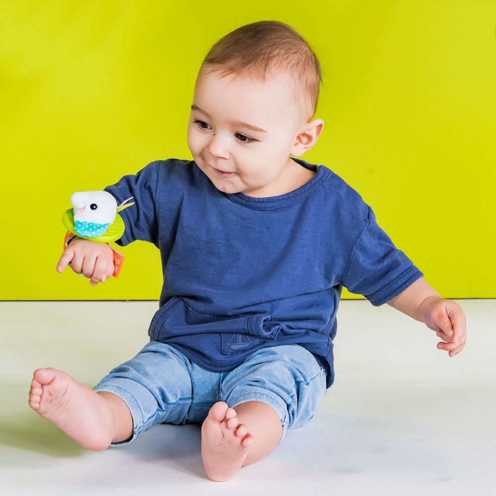 BRIGHT STARTS™ RATTLE & TEETHE WRIST PALS TOY - MONKEY & ELEPHANT - Premium for Kids in Qatar | Toysaro.com