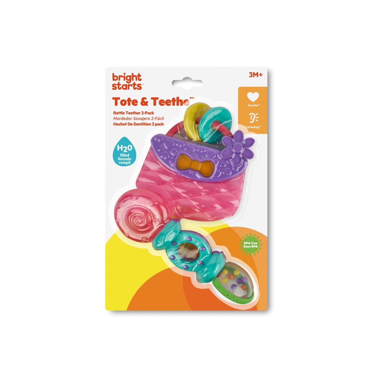 BRIGHT STARTS™ TOTE & TEETHE RATTLE TEETHER 2 - PACK - Premium for Kids in Qatar | Toysaro.com