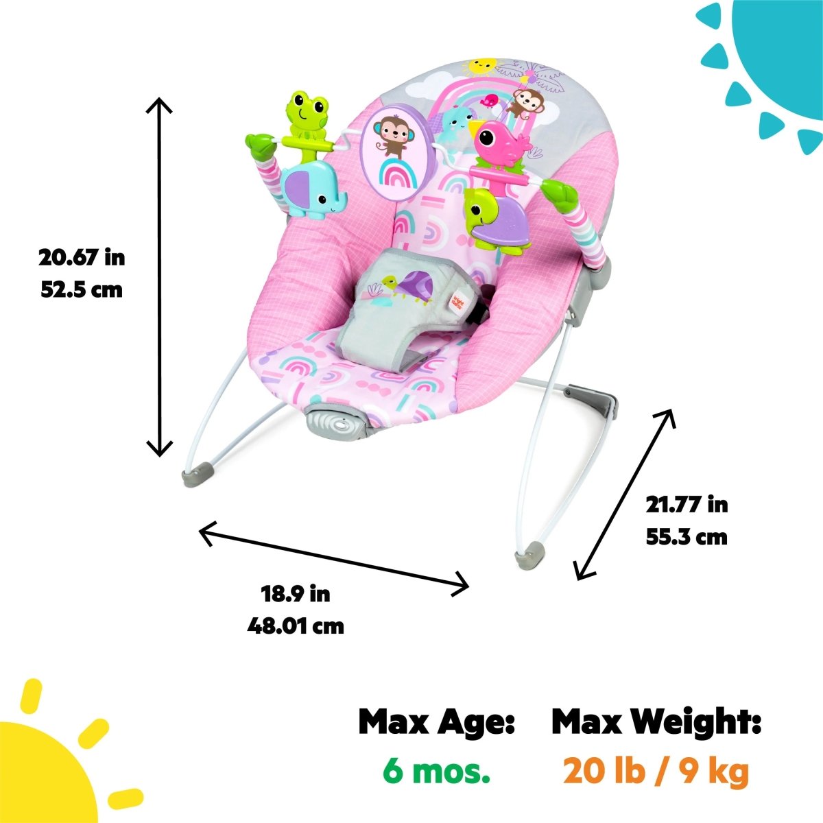 BRIGHT STARTS™ PINK PARADISE VIBRATING BOUNCER - Premium for Kids in Qatar | Toysaro.com