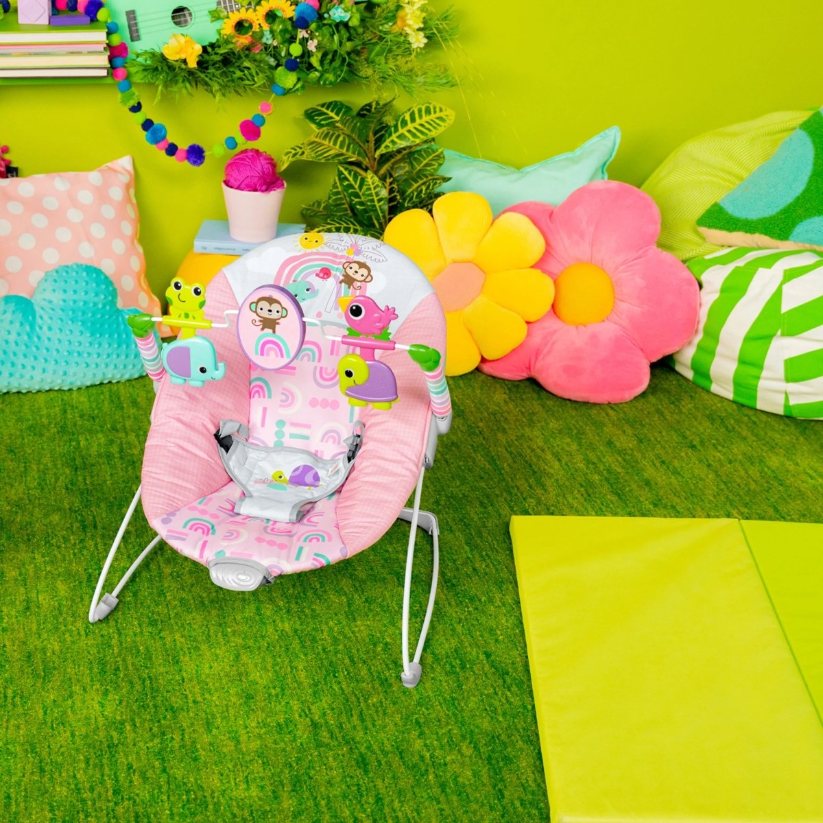 BRIGHT STARTS™ PINK PARADISE VIBRATING BOUNCER - Premium for Kids in Qatar | Toysaro.com