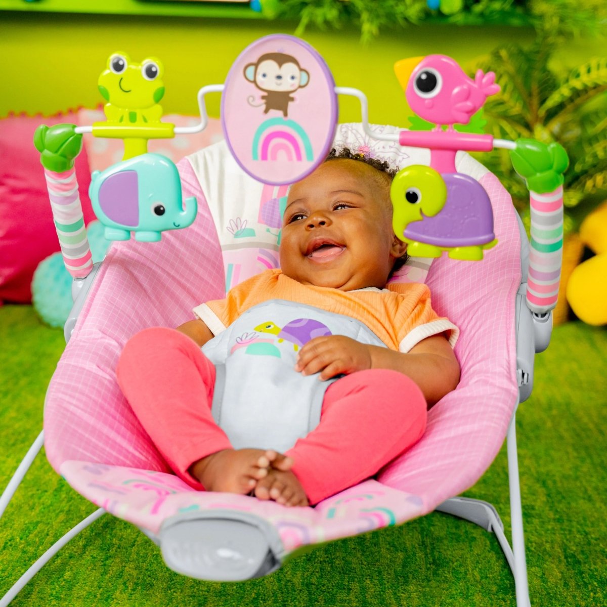 BRIGHT STARTS™ PINK PARADISE VIBRATING BOUNCER - Premium for Kids in Qatar | Toysaro.com
