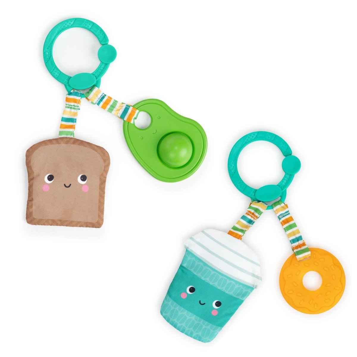 BRIGHT STARTS™PERFECT PAIR 2 - IN - 1 TEETHER TOY – COFFEE, DONUT, AVOCADO & TOAST - Premium for Kids in Qatar | Toysaro.com