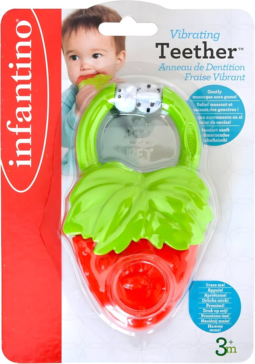 INFANTINO VIBRATING TEETHER - STRAWBERRY - Premium for Kids in Qatar | Toysaro.com