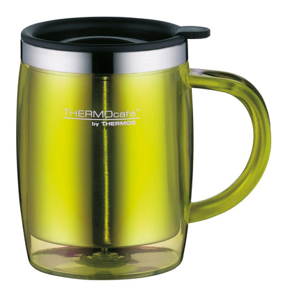 THERMOS STAINLESS STEEL WITH PLASTIC COVER DESKTOP MUG 350ML , LIME GREEN - Premium for Kids in Qatar | Toysaro.com