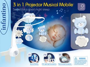 INFANTINO 3 IN 1 PROJECTOR MUSICAL MOBILE (BLUE) - Premium for Kids in Qatar | Toysaro.com