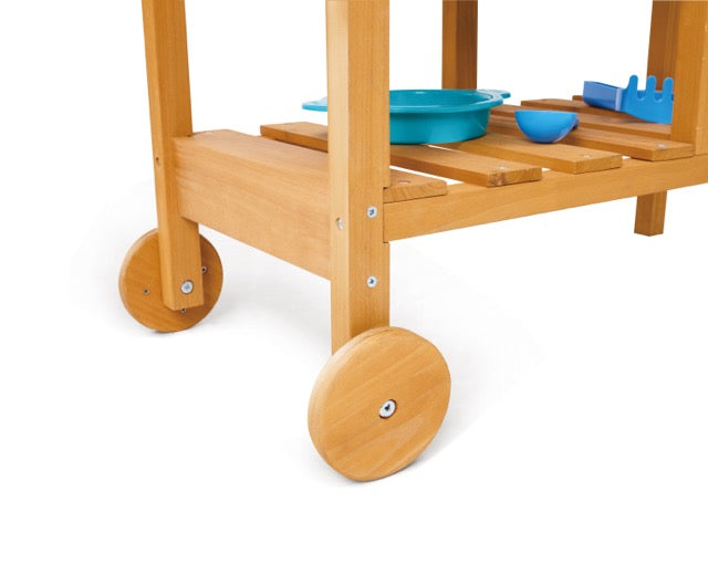 مجموعة مطبخ المستكشف الخارجي من HAPE – مطبخ لعب خشبي للاستخدام الخارجي مع حوض، خزان مياه، ألعاب رمل وأدوات، لعبة طبخ للعب التخيلي للأطفال، مجموعة لعب مطبخ متينة للحديقة للأطفال بعمر 3 سنوات فما فوق