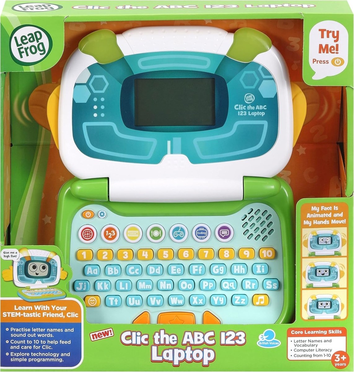 LEAPFROG CLIC THE ABC, 123 LAPTOP - GREEN - Premium for Kids in Qatar | Toysaro.com