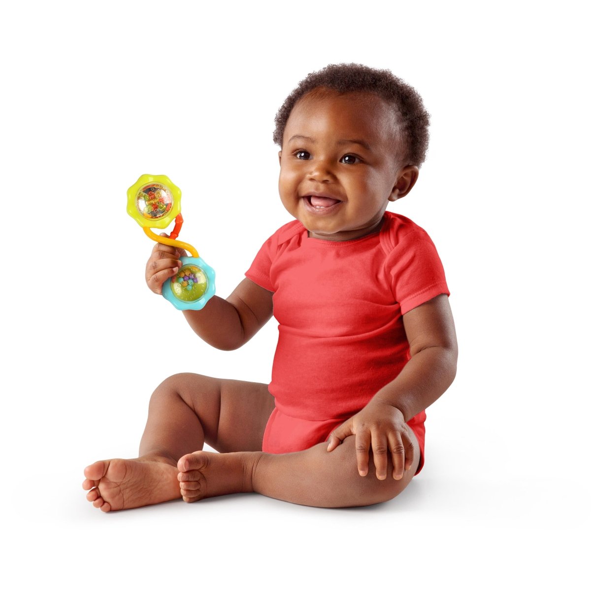 RATTLE & SHAKE BARBELL TOY - GREEN - Premium for Kids in Qatar | Toysaro.com