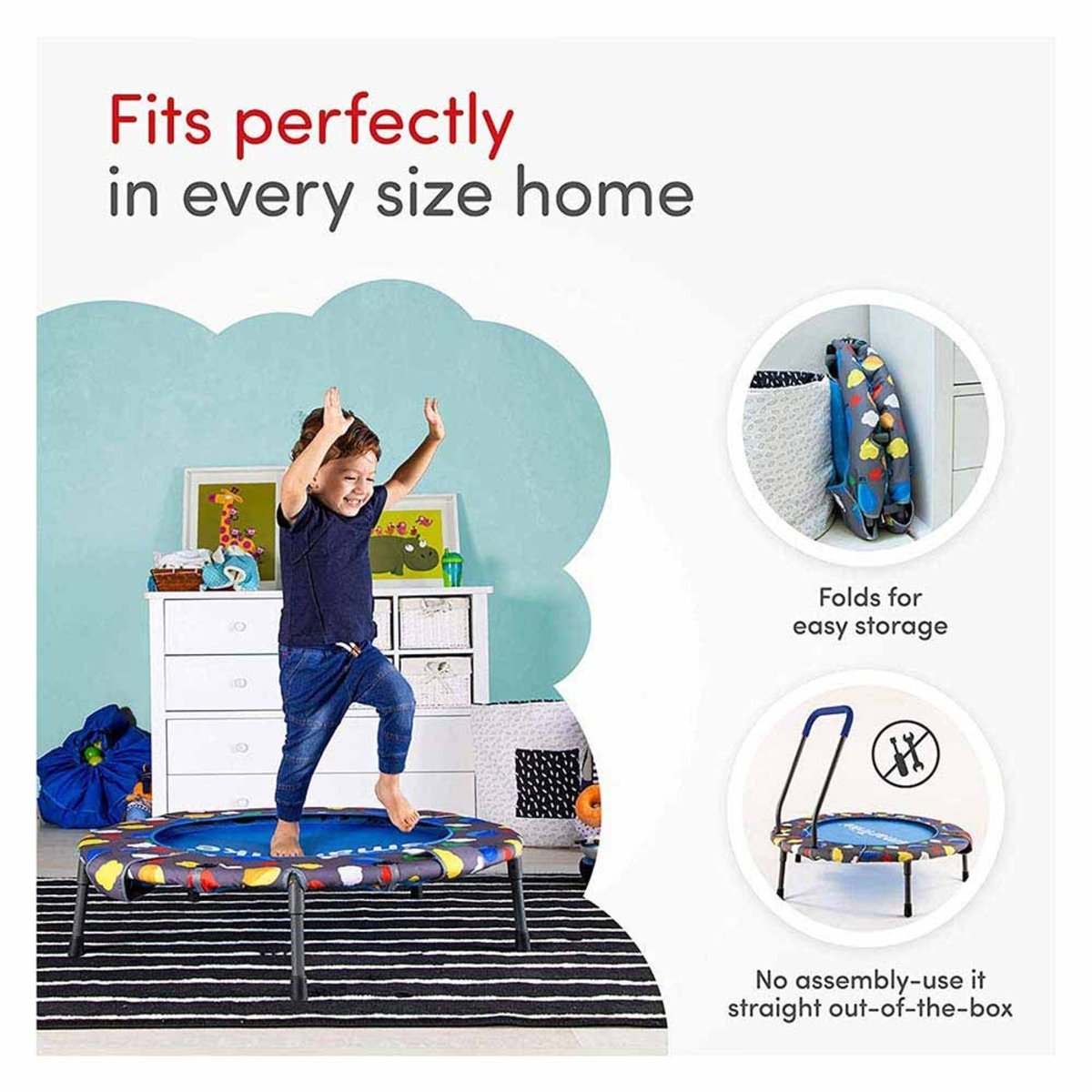 SMARTRIKE - ACTIVITY CENTER 3IN1 TRAMPOLINE™ - DARK BLUE - Premium for Kids in Qatar | Toysaro.com