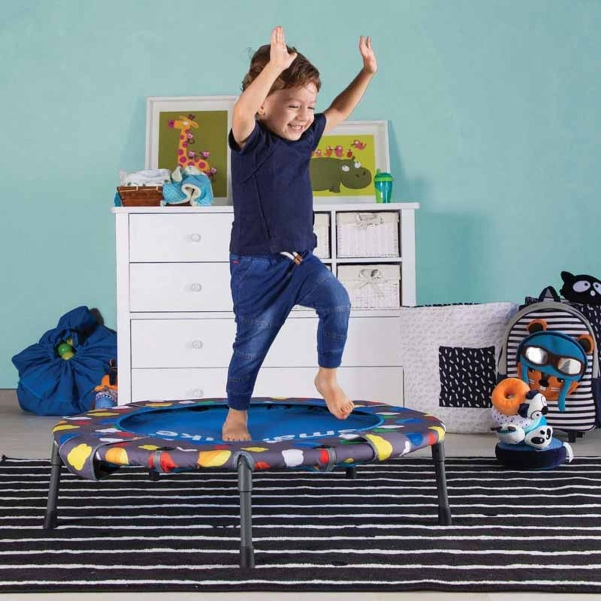 SMARTRIKE - ACTIVITY CENTER 3IN1 TRAMPOLINE™ - DARK BLUE - Premium for Kids in Qatar | Toysaro.com