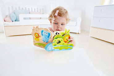 Hape Baby's Wild Animal - Themed Educational Wooden Book - Premium for Kids in Qatar | Toysaro.com