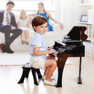 Hape 30 - key Happy Wooden Grand Musical Piano Black - Premium for Kids in Qatar | Toysaro.com