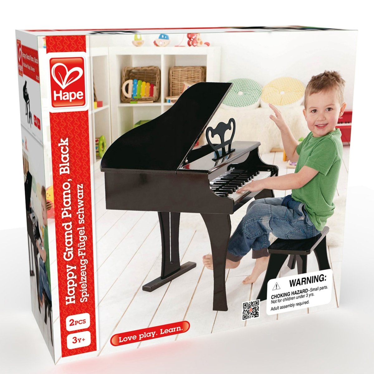 Hape 30 - key Happy Wooden Grand Musical Piano Black - Premium for Kids in Qatar | Toysaro.com