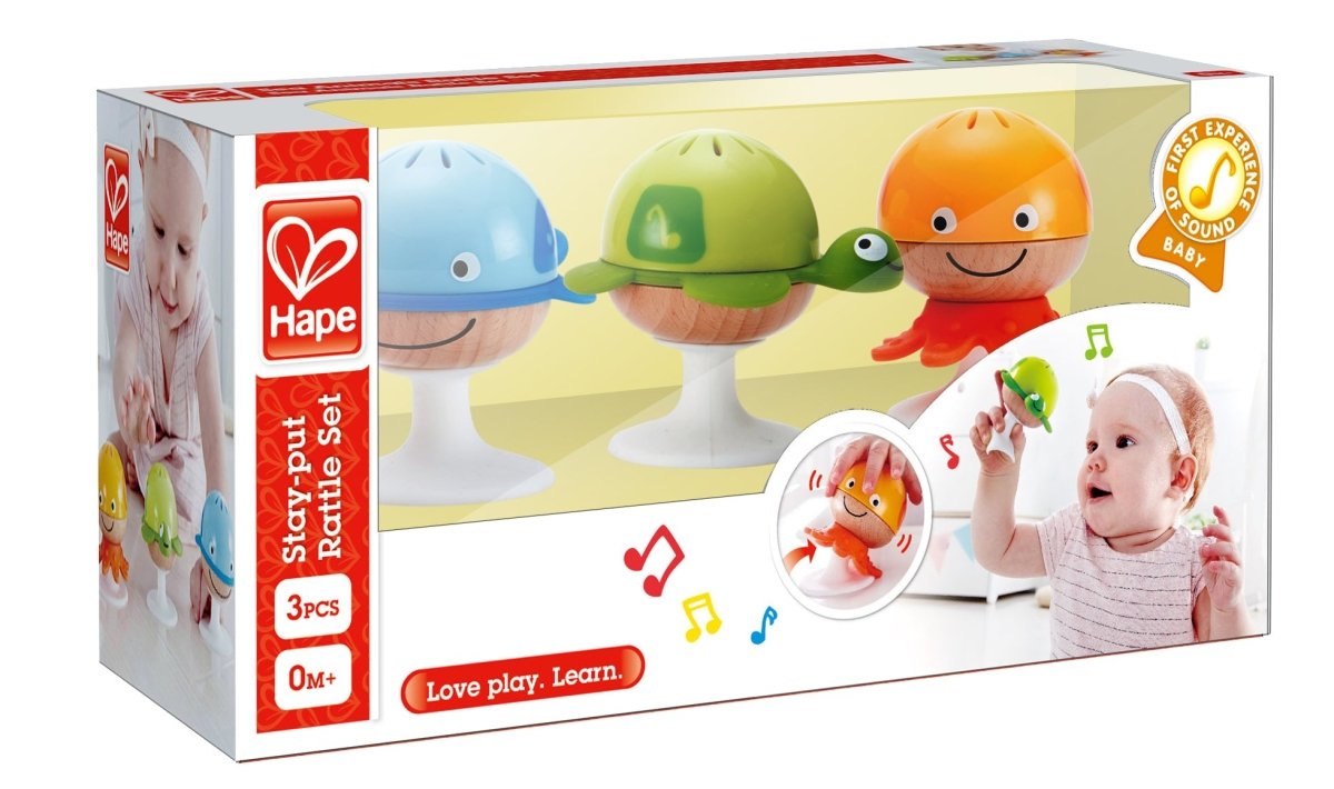 Hape Stay Put Rattle Baby Set - 3pcs - Premium for Kids in Qatar | Toysaro.com