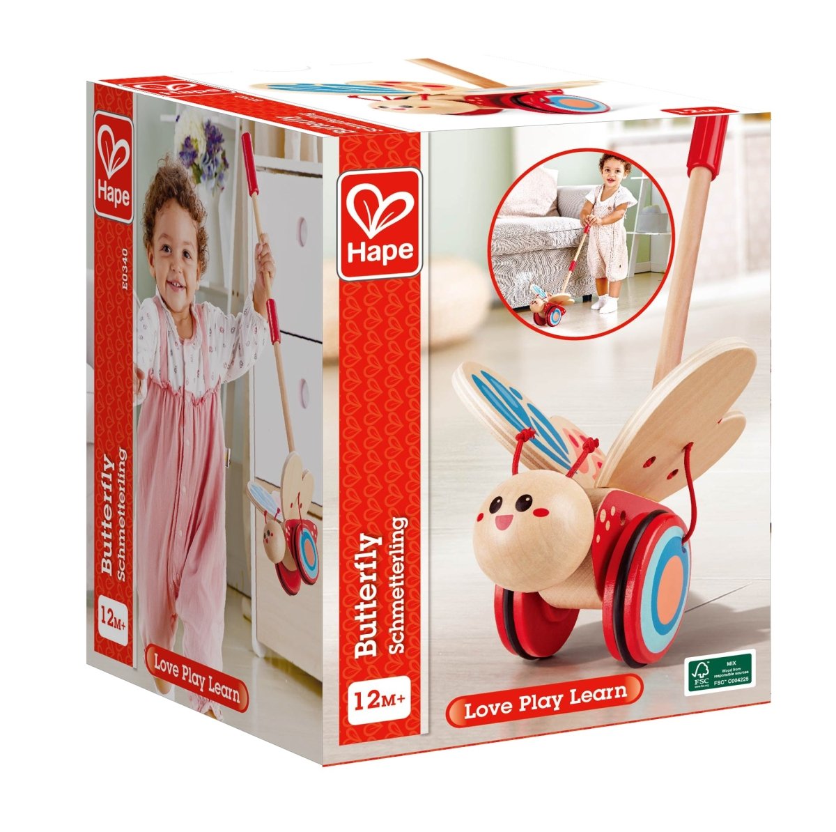 Hape Wooden Butterfly Push and Pull Toy - Premium for Kids in Qatar | Toysaro.com