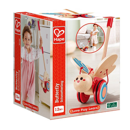 Hape Wooden Butterfly Push and Pull Toy - Premium for Kids in Qatar | Toysaro.com