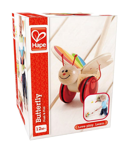Hape Wooden Butterfly Push and Pull Toy - Premium for Kids in Qatar | Toysaro.com