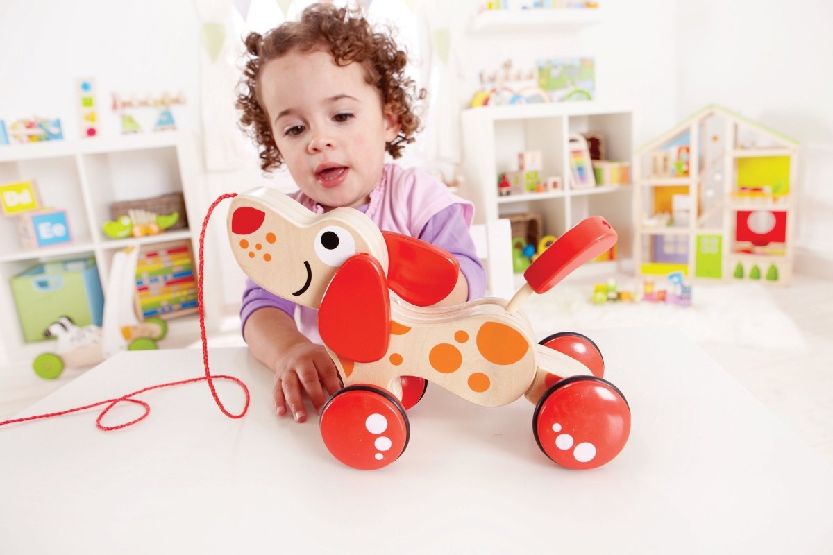 Hape - Puppy Push & Pull Walk - A - Long Wooden Toy - Premium for Kids in Qatar | Toysaro.com