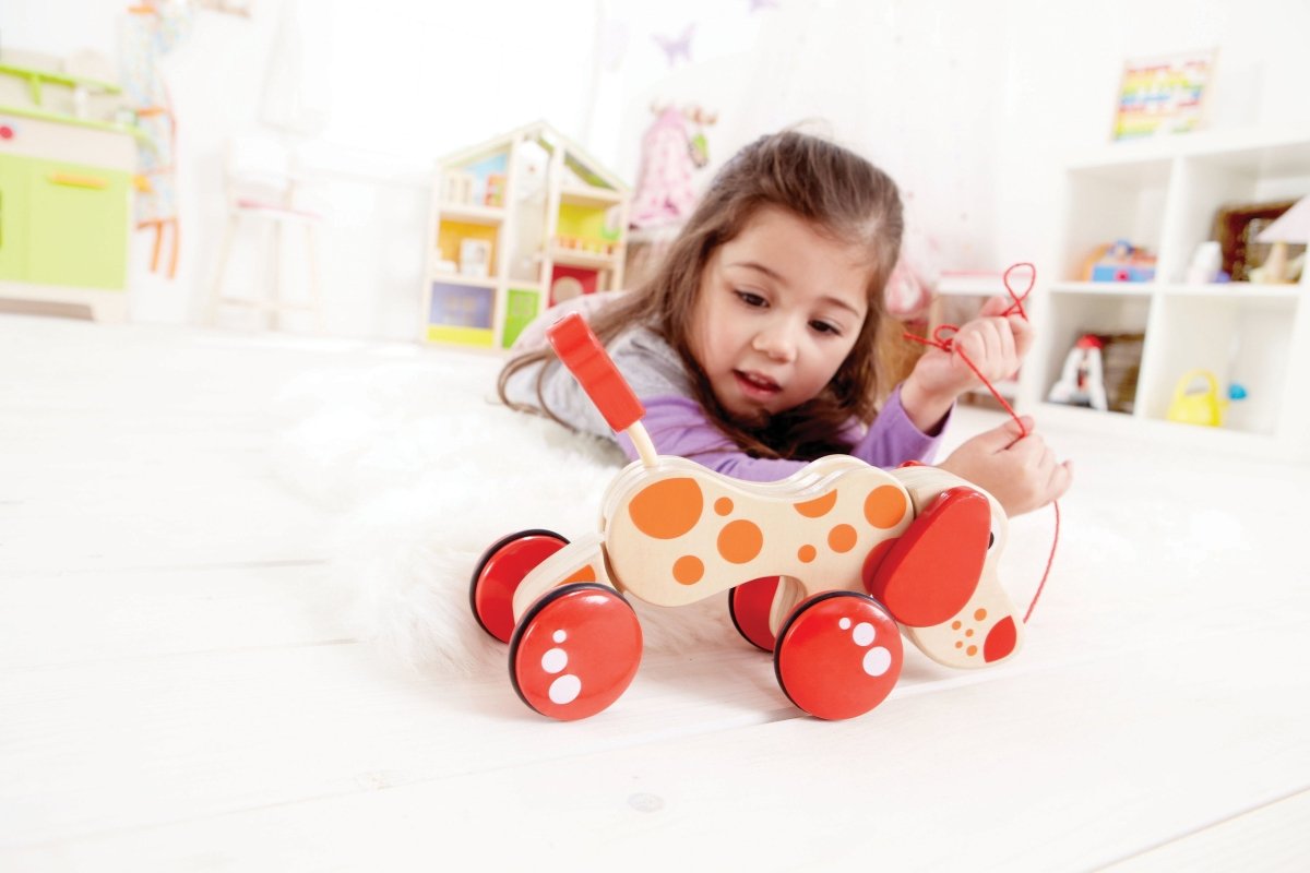 Hape - Puppy Push & Pull Walk - A - Long Wooden Toy - Premium for Kids in Qatar | Toysaro.com