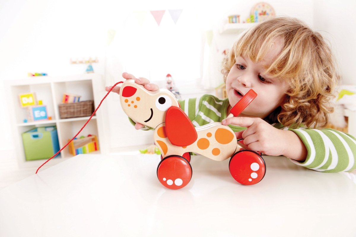 Hape - Puppy Push & Pull Walk - A - Long Wooden Toy - Premium for Kids in Qatar | Toysaro.com