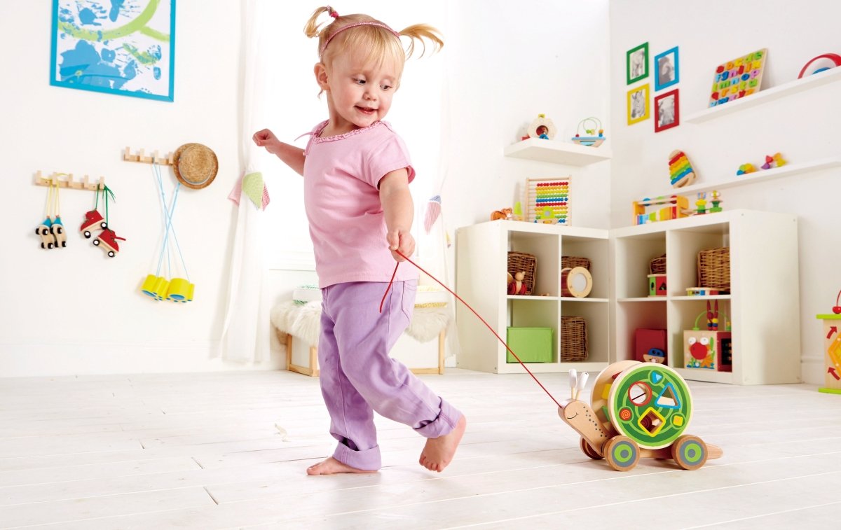 Hape Walk - A - Long Snail Wooden Push and Pull Toy - Premium for Kids in Qatar | Toysaro.com
