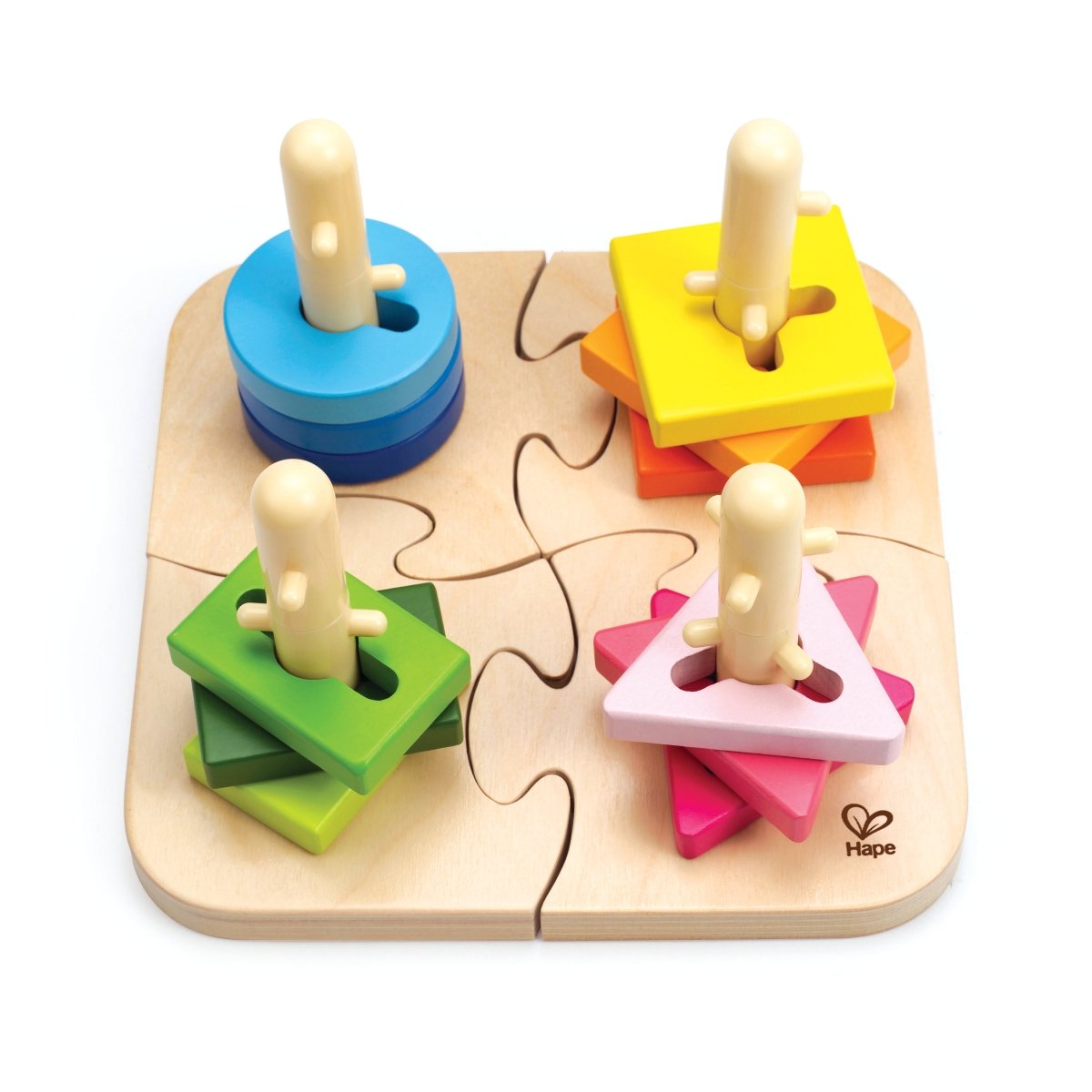 Hape Wooden Creative Peg Puzzle - 16pcs - Premium for Kids in Qatar | Toysaro.com