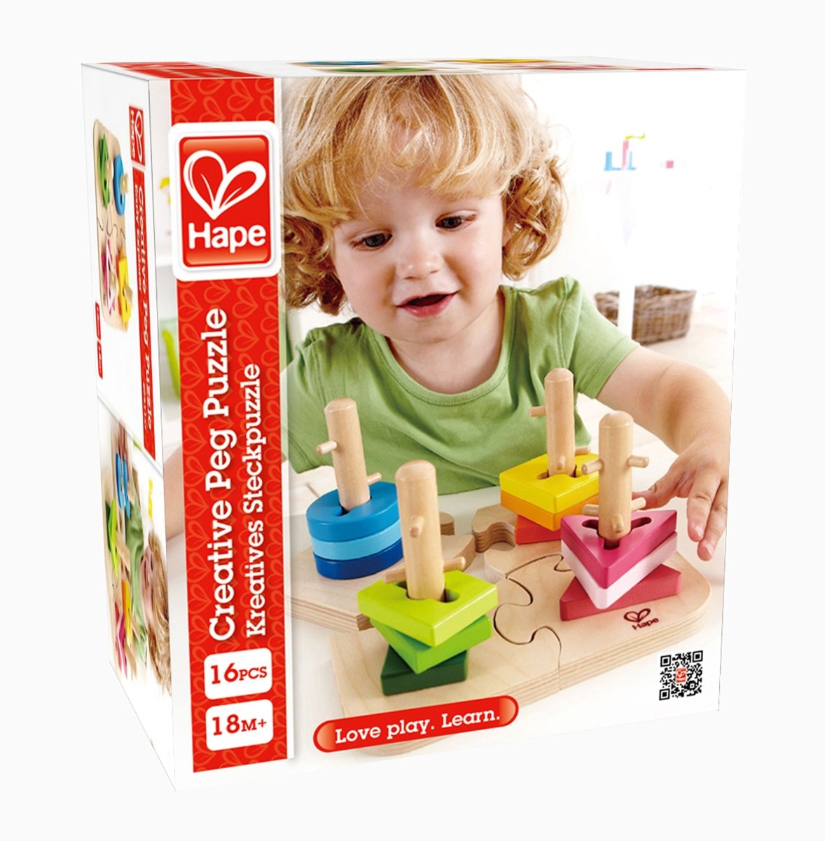 Hape Wooden Creative Peg Puzzle - 16pcs - Premium for Kids in Qatar | Toysaro.com
