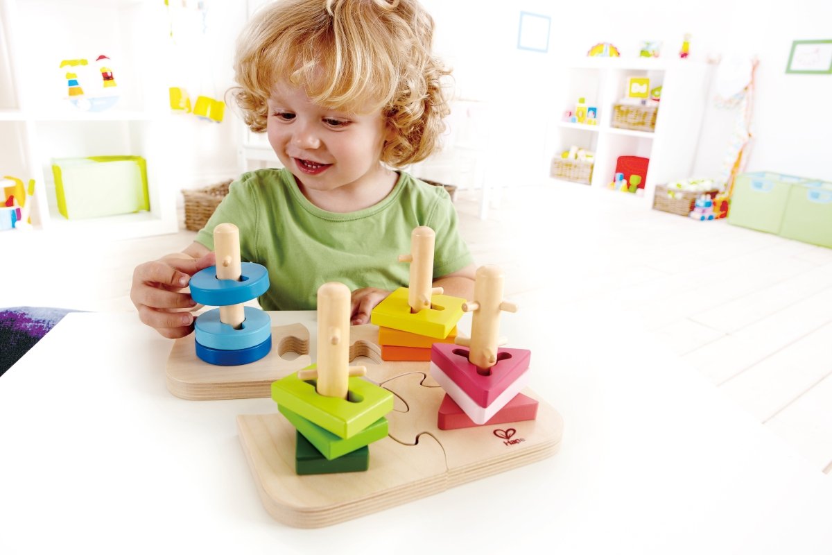 Hape Wooden Creative Peg Puzzle - 16pcs - Premium for Kids in Qatar | Toysaro.com