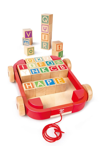 Hape Wooden Pull - Along Cart With Stacking Blocks - Premium for Kids in Qatar | Toysaro.com