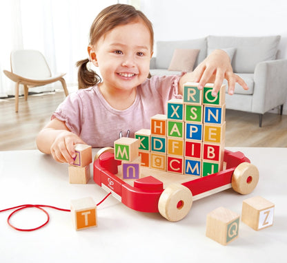 Hape Wooden Pull - Along Cart With Stacking Blocks - Premium for Kids in Qatar | Toysaro.com