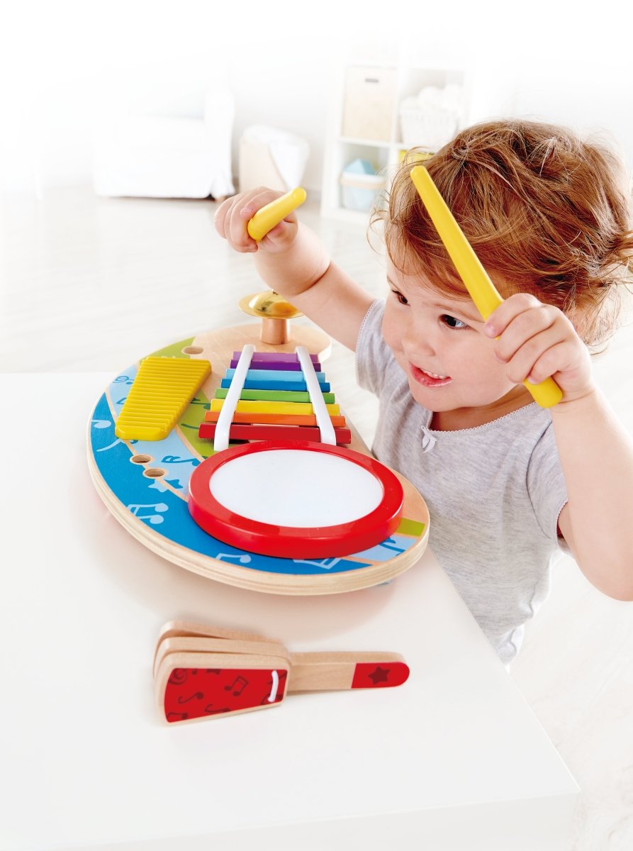 Hape 5 - in - 1 Mighty Mini Band Musical Wooden Instrument Set - Premium for Kids in Qatar | Toysaro.com