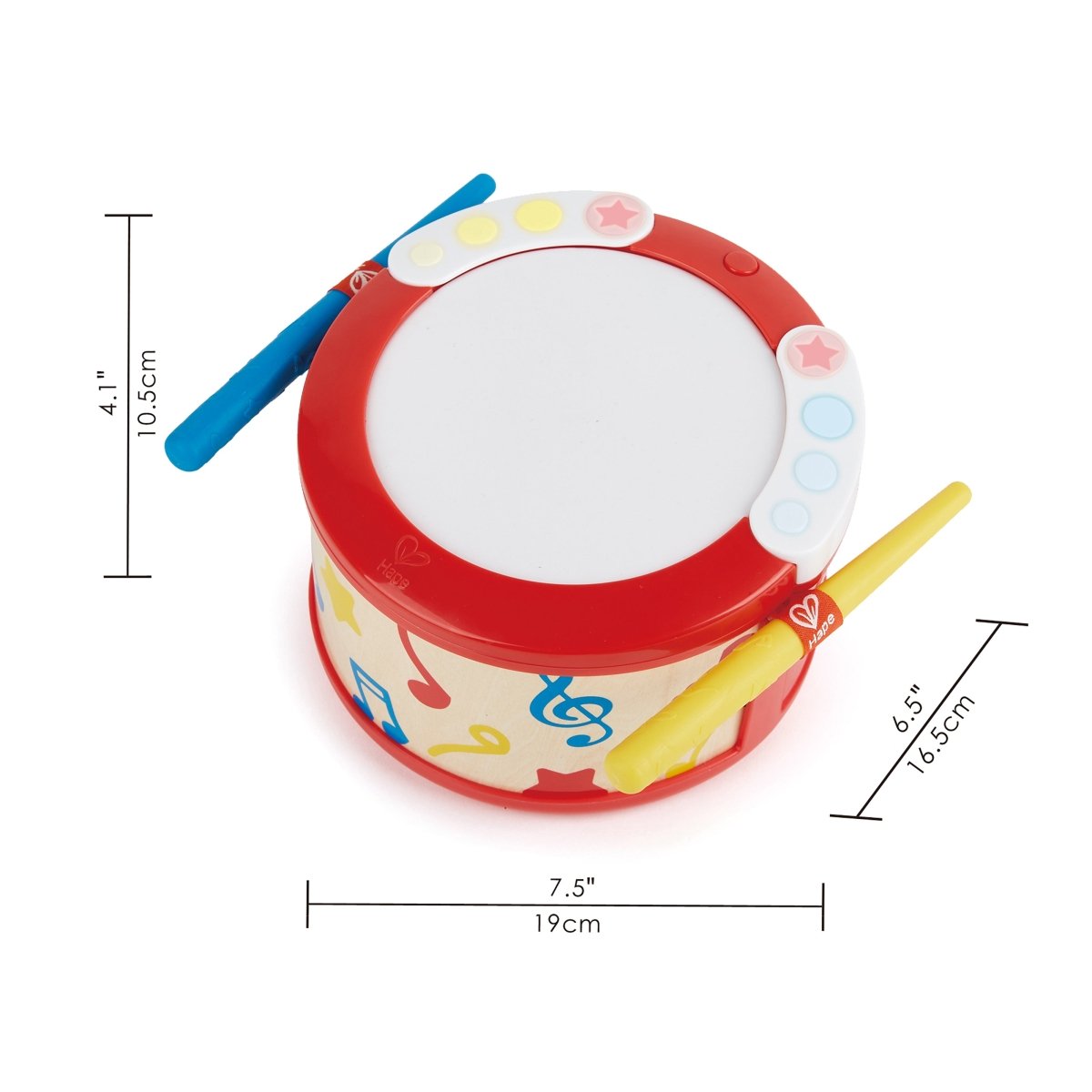 Hape Learn with Lights Musical Instrument Drum Set - 3pcs - Premium for Kids in Qatar | Toysaro.com