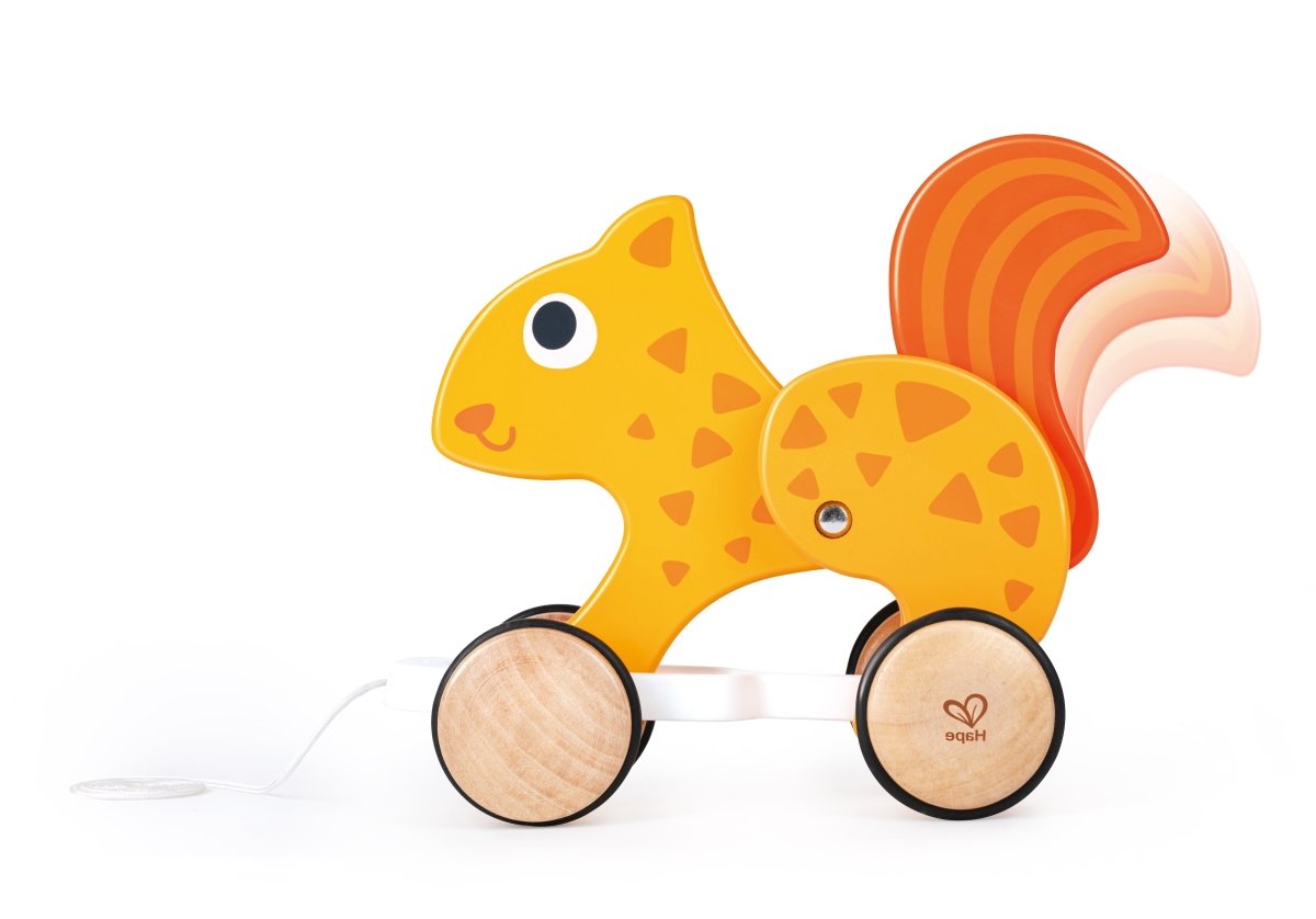 Hape Push and Pull Squirrel Wooden Pull Along Toy - Premium for Kids in Qatar | Toysaro.com