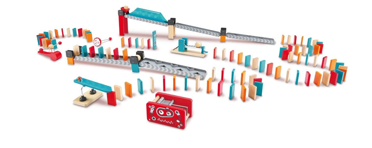 Hape - Robot Factory Domino STEAM Toy Wooden Set - 122pcs - Premium for Kids in Qatar | Toysaro.com
