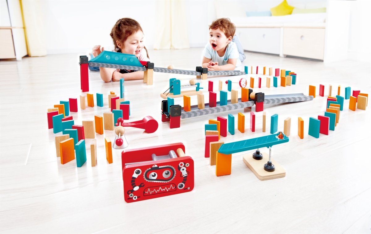 Hape - Robot Factory Domino STEAM Toy Wooden Set - 122pcs - Premium for Kids in Qatar | Toysaro.com
