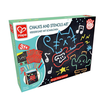 Hape - Colored Chalks & Stencils Art & Craft Set 22pcs - Premium for Kids in Qatar | Toysaro.com