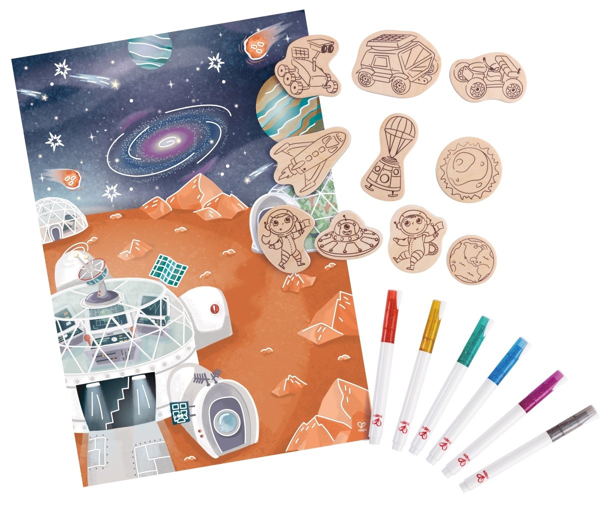Hape DIY Mars Space Life Art & Craft Set with Wooden Magnets - Premium for Kids in Qatar | Toysaro.com