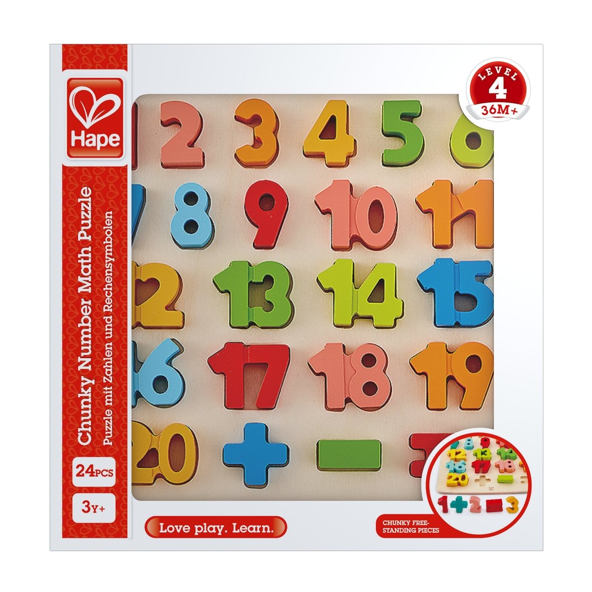 Hape Chunky Number Educational Wooden Puzzle - 24pcs - Premium for Kids in Qatar | Toysaro.com