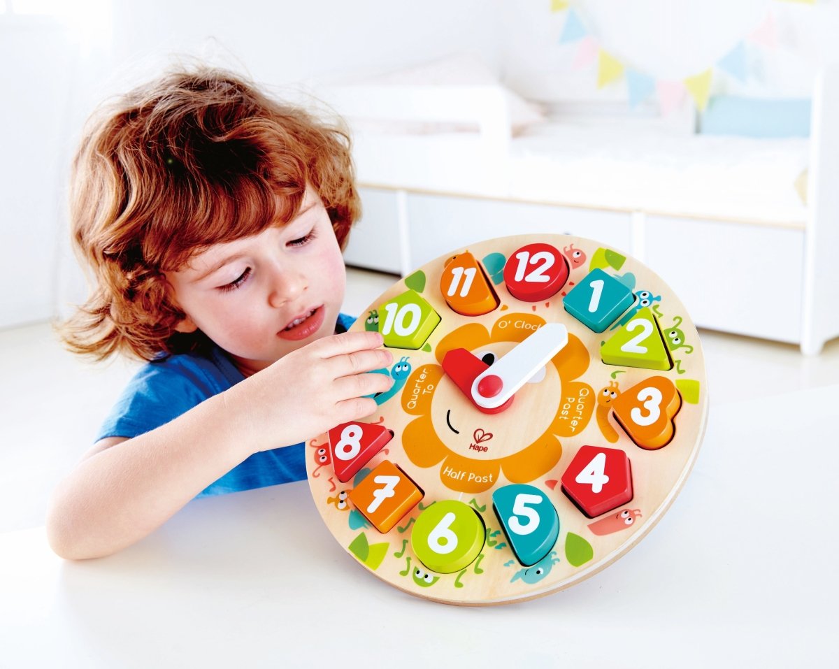 Hape Wooden Chunky Clock Educational Puzzle - 13pcs - Premium for Kids in Qatar | Toysaro.com