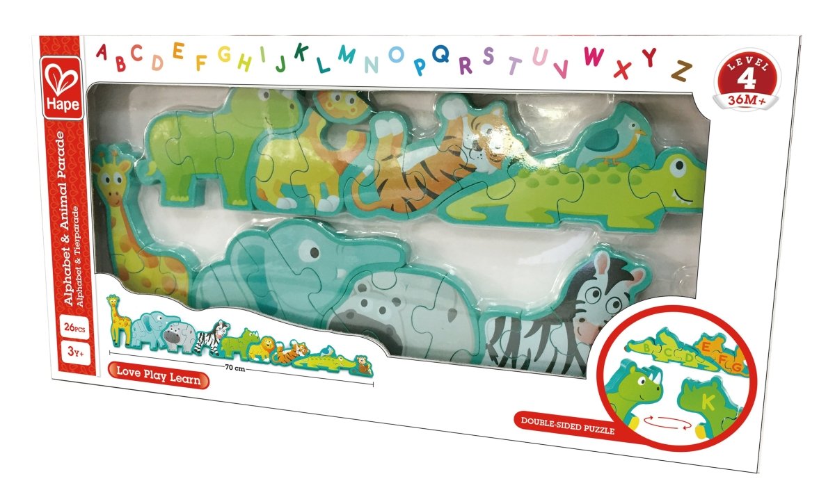 Hape Alphabet & Animal Parade Wooden Puzzle, 3Y+ Multicolor - Premium for Kids in Qatar | Toysaro.com